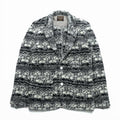 MR.OLIVE Jacquard Knit Allover Pattern Tailored Jacket, Leather, Gray Wool, Size S, M-3359, Made in Japan