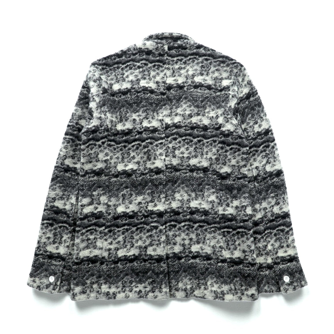 MR.OLIVE Jacquard Knit Allover Pattern Tailored Jacket, Leather, Gray Wool, Size S, M-3359, Made in Japan