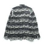 MR.OLIVE Jacquard Knit Allover Pattern Tailored Jacket, Leather, Gray Wool, Size S, M-3359, Made in Japan
