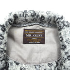 MR.OLIVE Jacquard Knit Allover Pattern Tailored Jacket, Leather, Gray Wool, Size S, M-3359, Made in Japan