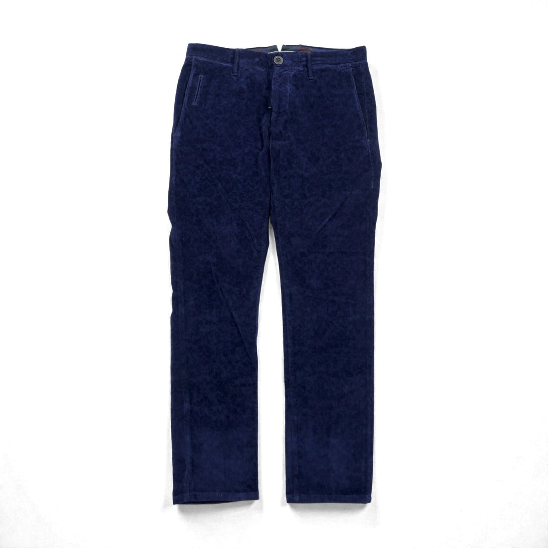 INCOTEX Floral Corduroy Slacks Chino Pants, Medium, Navy, A20X0, Made in Romania