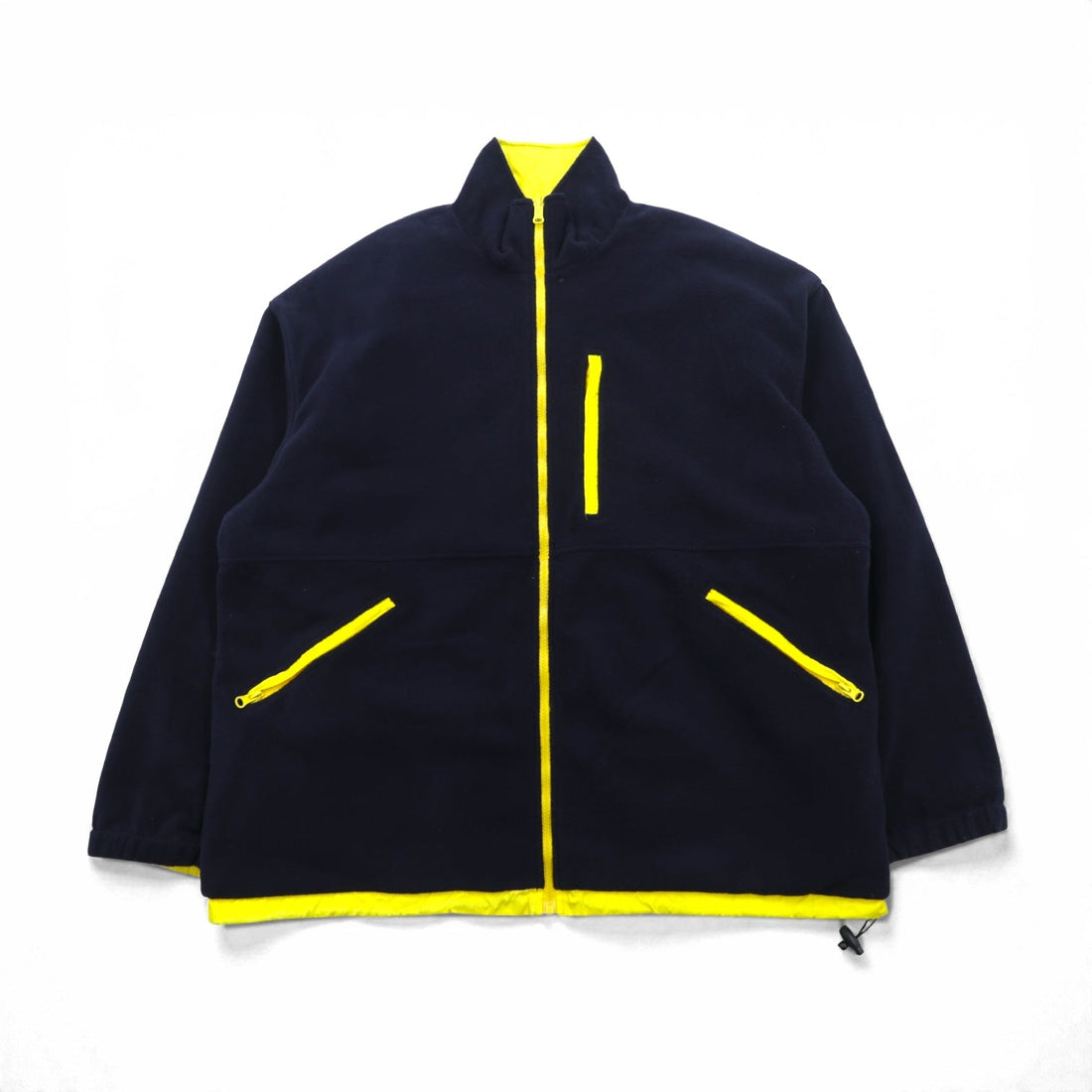 LACOSTE 90s Reversible Nylon Jacket with Fleece, XL Drawcord, Zip-Up, and Stand Collar