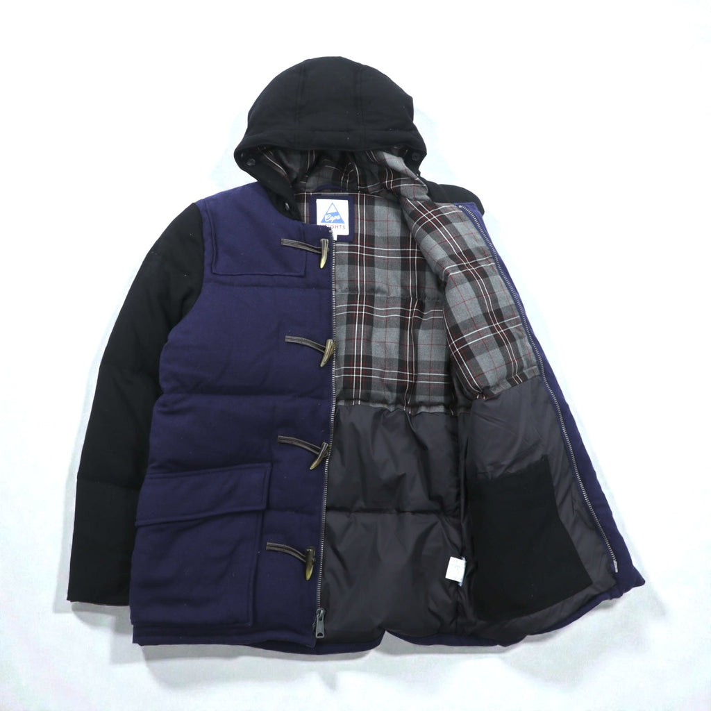 International Gallery BEAMS Exclusive Cape HEIGHTS Down Jacket, Size S, Navy, Double Zip Duffle, Landis WOOL, CH9111818