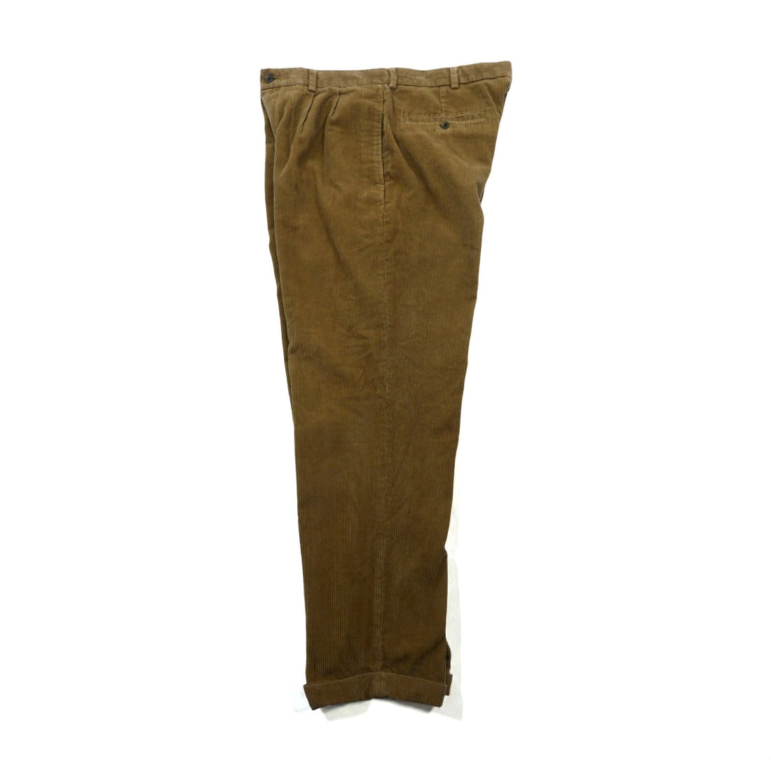 Brooks Brothers 2-Tuck Wide Corduroy Chino Pants, Slacks, Large, Brown Cotton