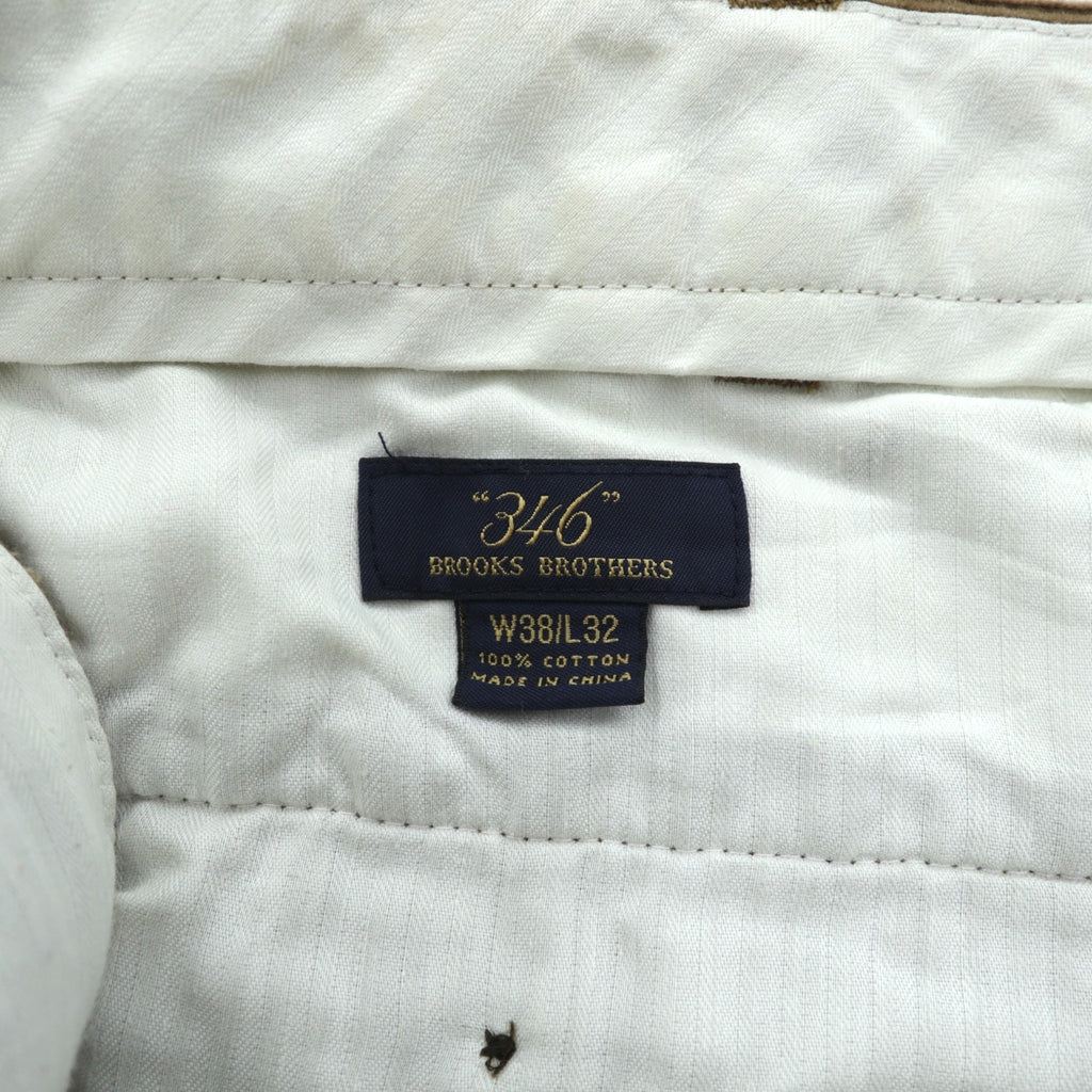Brooks Brothers 2-Tuck Wide Corduroy Chino Pants, Slacks, Large, Brown Cotton