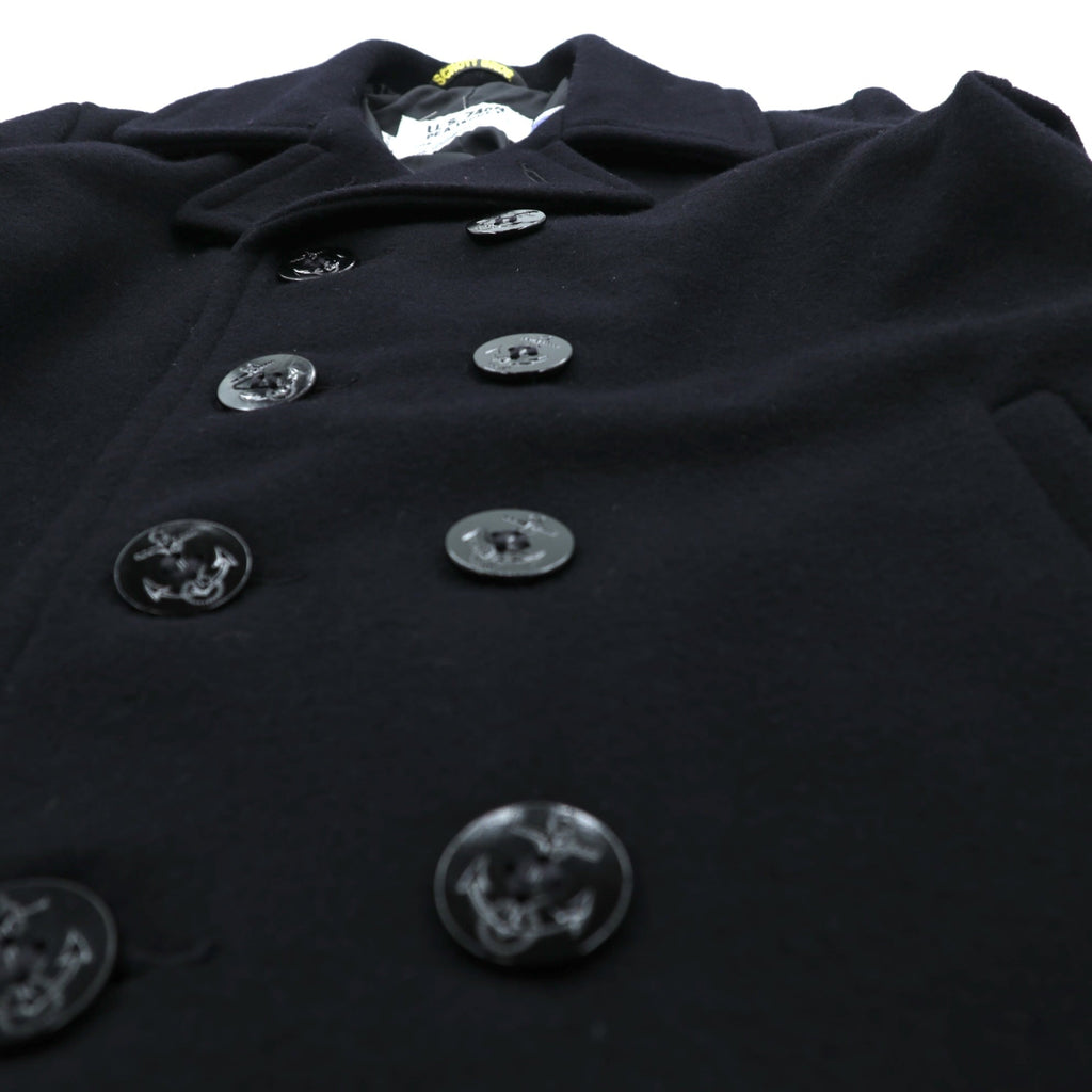 Schott Made in USA 10-Button Pea Coat, Medium, Navy Wool, U.S.740N, Style No. 7118