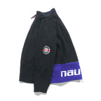 NAUTICA 00年代 フルジップ フリースジャケット XL ブラック スタンドカラー COMPETITION バックロゴ刺繍