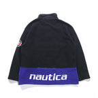 NAUTICA 00年代 フルジップ フリースジャケット XL ブラック スタンドカラー COMPETITION バックロゴ刺繍