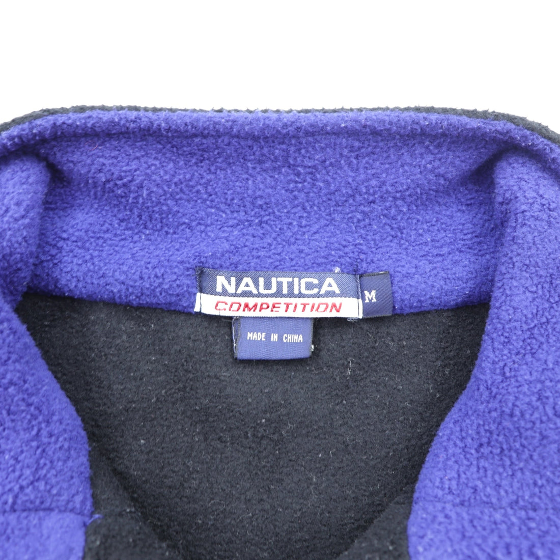 NAUTICA 00年代 フルジップ フリースジャケット XL ブラック スタンドカラー COMPETITION バックロゴ刺繍