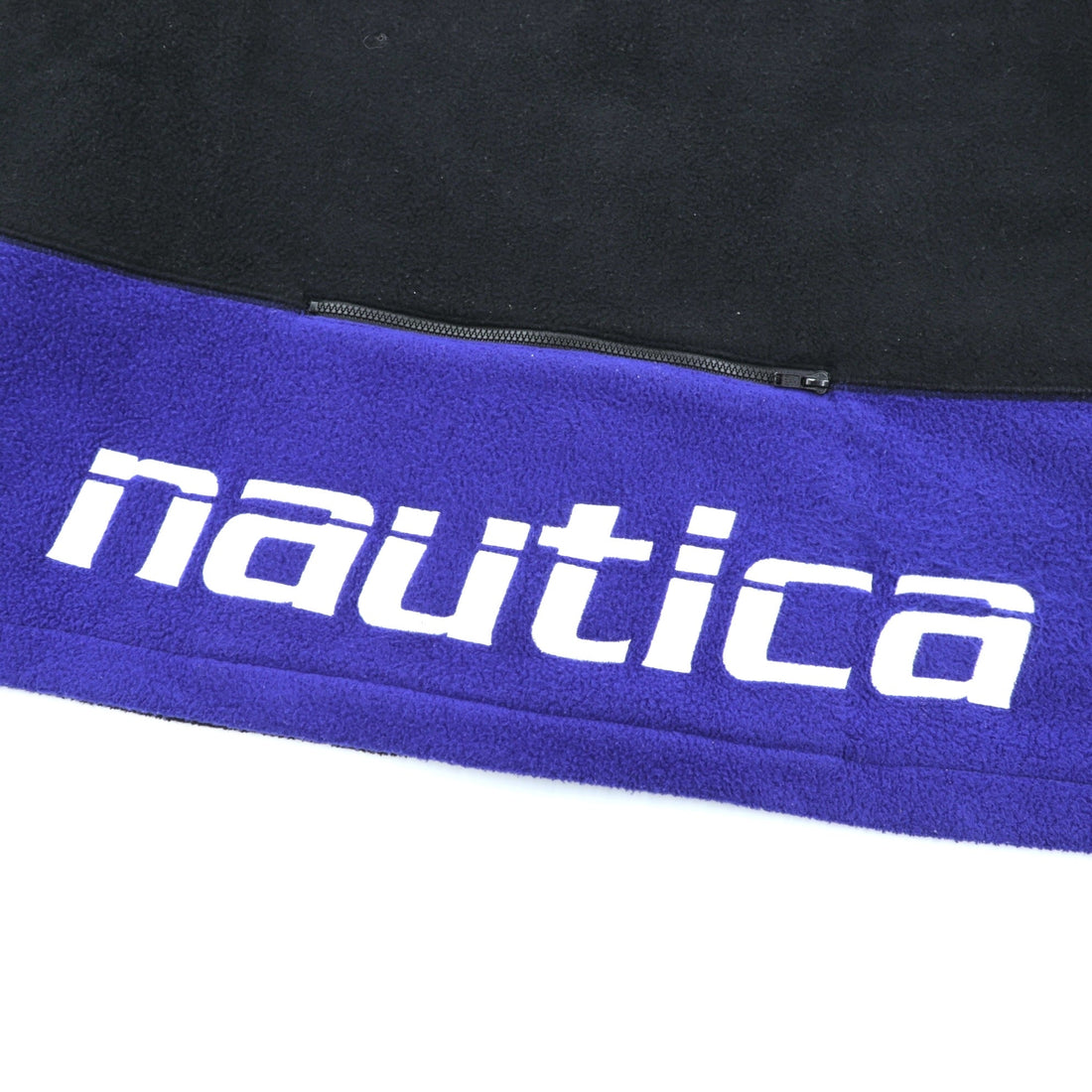 NAUTICA 00年代 フルジップ フリースジャケット XL ブラック スタンドカラー COMPETITION バックロゴ刺繍