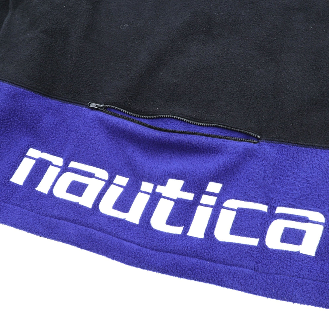 NAUTICA 00年代 フルジップ フリースジャケット XL ブラック スタンドカラー COMPETITION バックロゴ刺繍