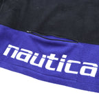 NAUTICA 00年代 フルジップ フリースジャケット XL ブラック スタンドカラー COMPETITION バックロゴ刺繍