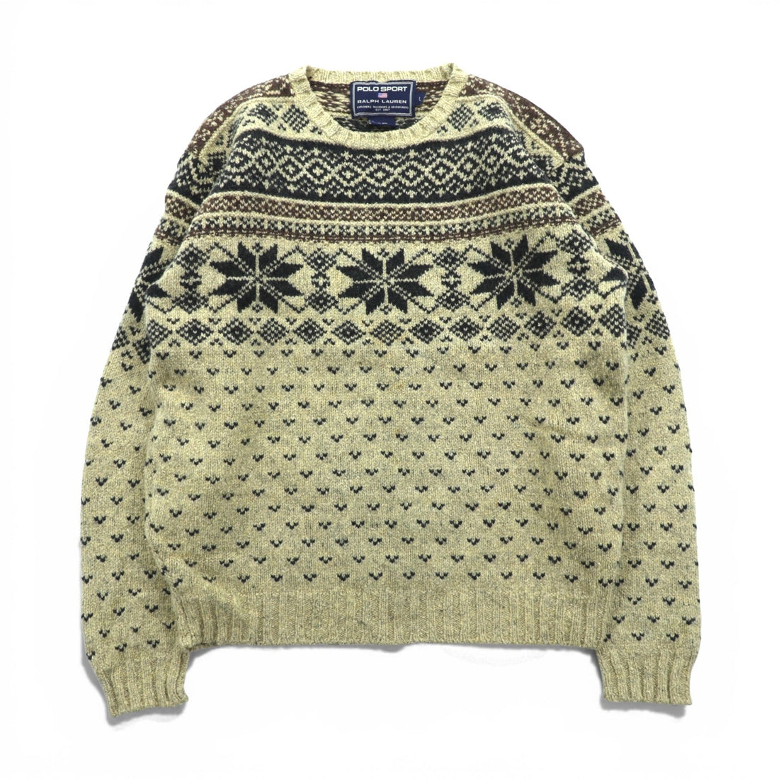 POLO SPORT RALPH LAUREN 90年代 ノルディック柄 ニット セーター L ウール シルク混 バーズアイ