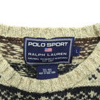 POLO SPORT RALPH LAUREN 90s Nordic Print Knit Sweater, Large, Wool and Silk Blend, Birdseye