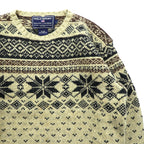 POLO SPORT RALPH LAUREN 90s Nordic Print Knit Sweater, Large, Wool and Silk Blend, Birdseye