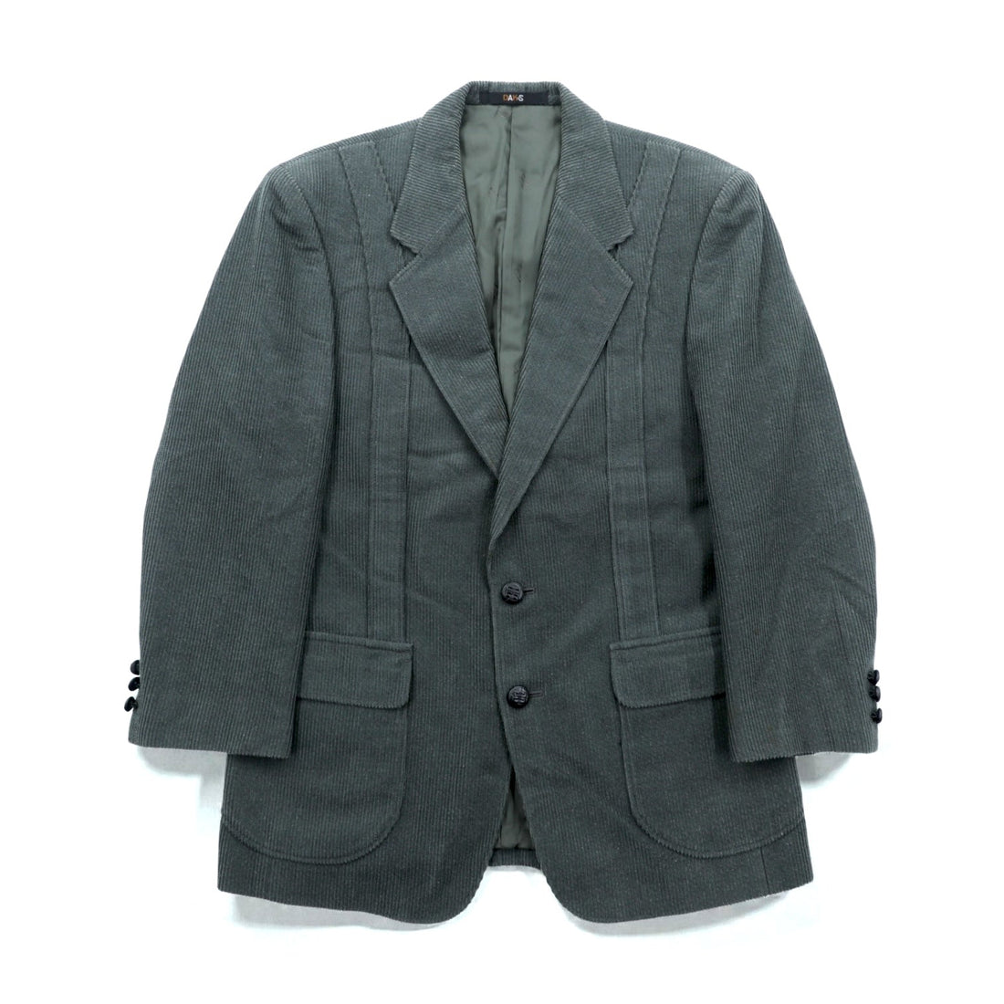 DAKS 80s Made in Japan Wool Corduroy 2B Tailored Jacket Blue Leather M Khaki
