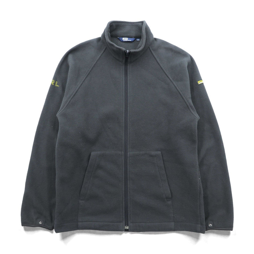 Polo Ralph Lauren 90s Full Zip Fleece Jacket M Gray Stand Collar Kangaroo Pocket