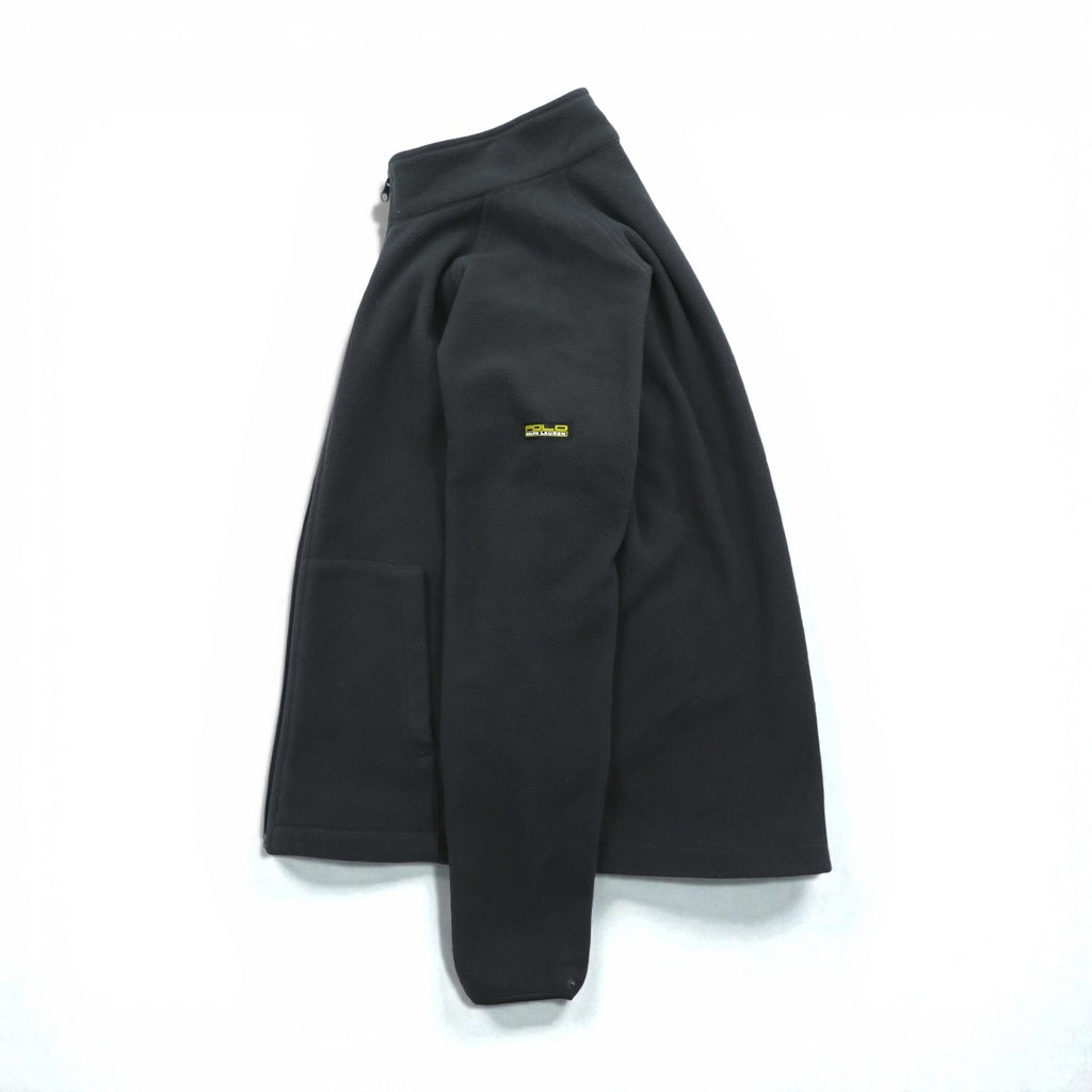 Polo Ralph Lauren 90s Full Zip Fleece Jacket M Gray Stand Collar Kangaroo Pocket