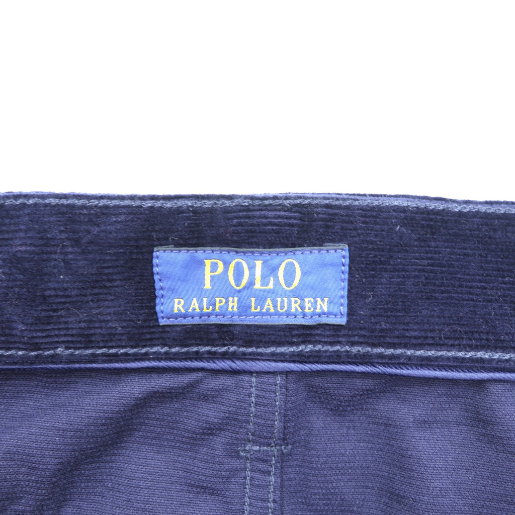 Polo Ralph Lauren Corduroy Chino Pants Slacks L Navy TALON Zip Leather Patch