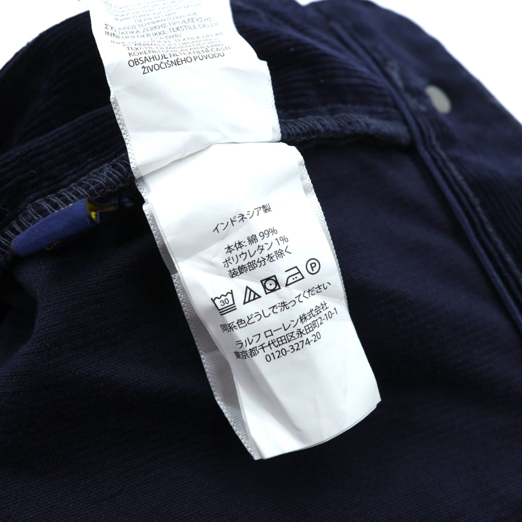 Polo Ralph Lauren Corduroy Chino Pants Slacks L Navy TALON Zip Leather Patch