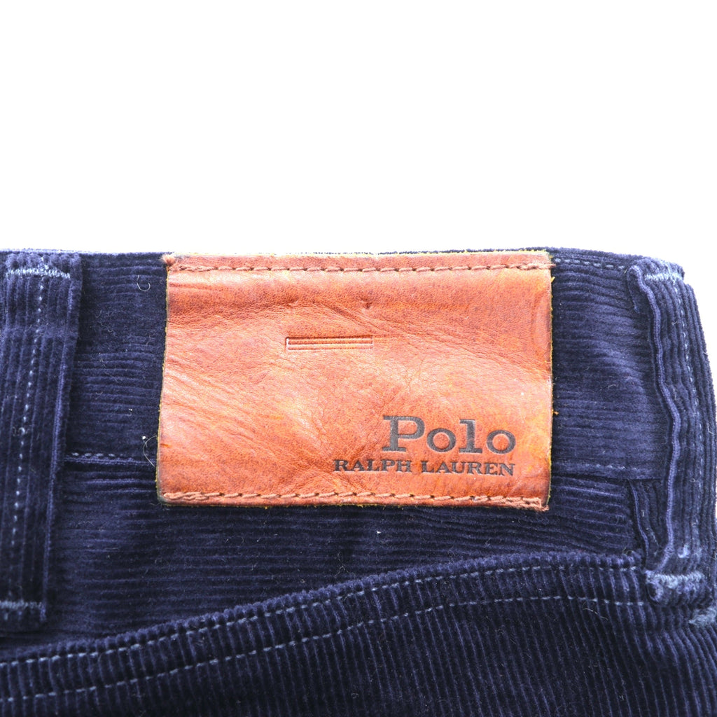 Polo Ralph Lauren Corduroy Chino Pants Slacks L Navy TALON Zip Leather Patch