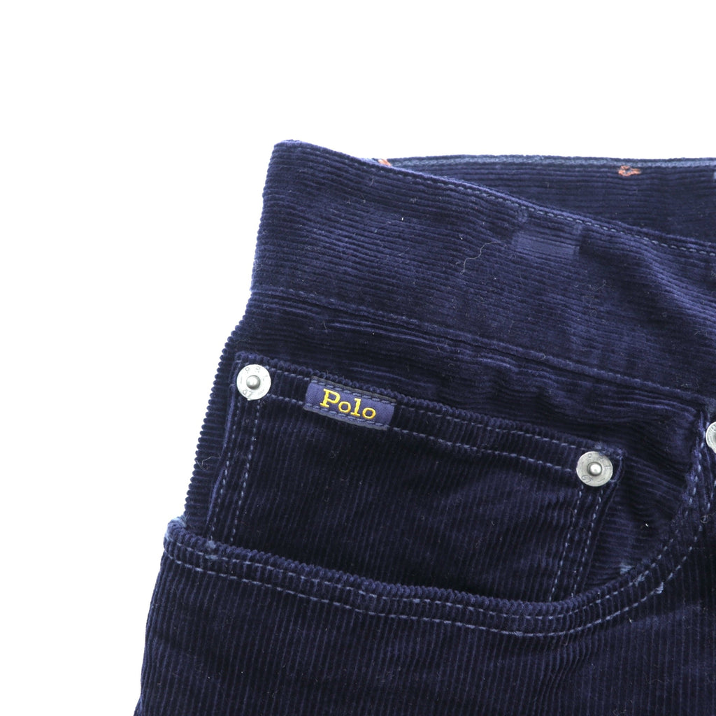 Polo Ralph Lauren Corduroy Chino Pants Slacks L Navy TALON Zip Leather Patch