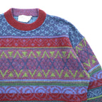 90s Italy Vintage Jacquard Knitwear GIORGIO ALLAN 総柄 フェアアイル ニット セーター XL ウール 羊毛 アルパカ混 90年代 イタリア製