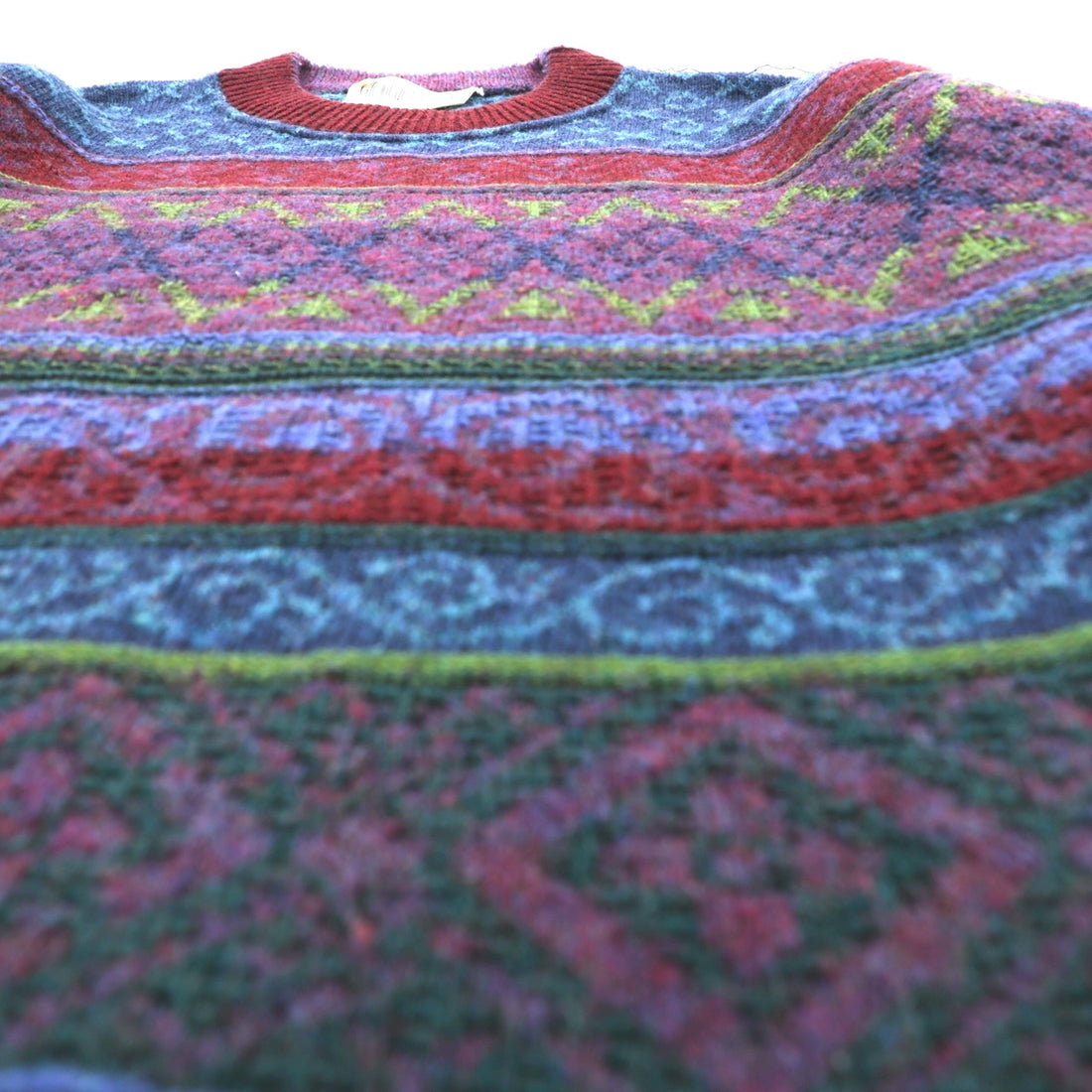90s Italy Vintage Jacquard Knitwear GIORGIO ALLAN 総柄 フェアアイル ニット セーター XL ウール 羊毛 アルパカ混 90年代 イタリア製