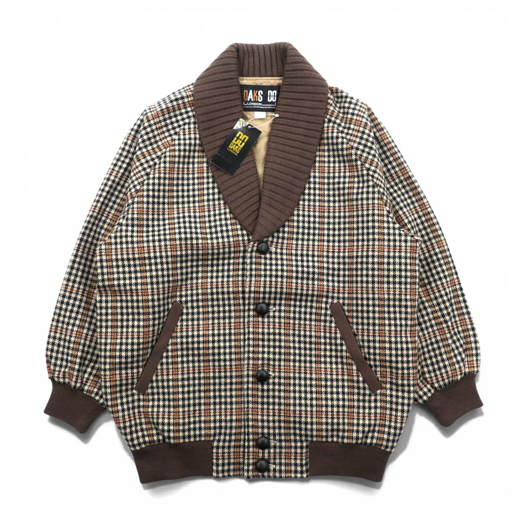 DAKS 90s Made in Japan Shawl Color Rib Blouson S Wool Gun Club Check Covered Button Unused