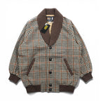 DAKS 90s Made in Japan Shawl Color Rib Blouson S Wool Gun Club Check Covered Button Unused
