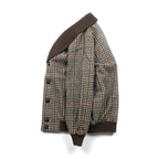 DAKS 90s Made in Japan Shawl Color Rib Blouson S Wool Gun Club Check Covered Button Unused