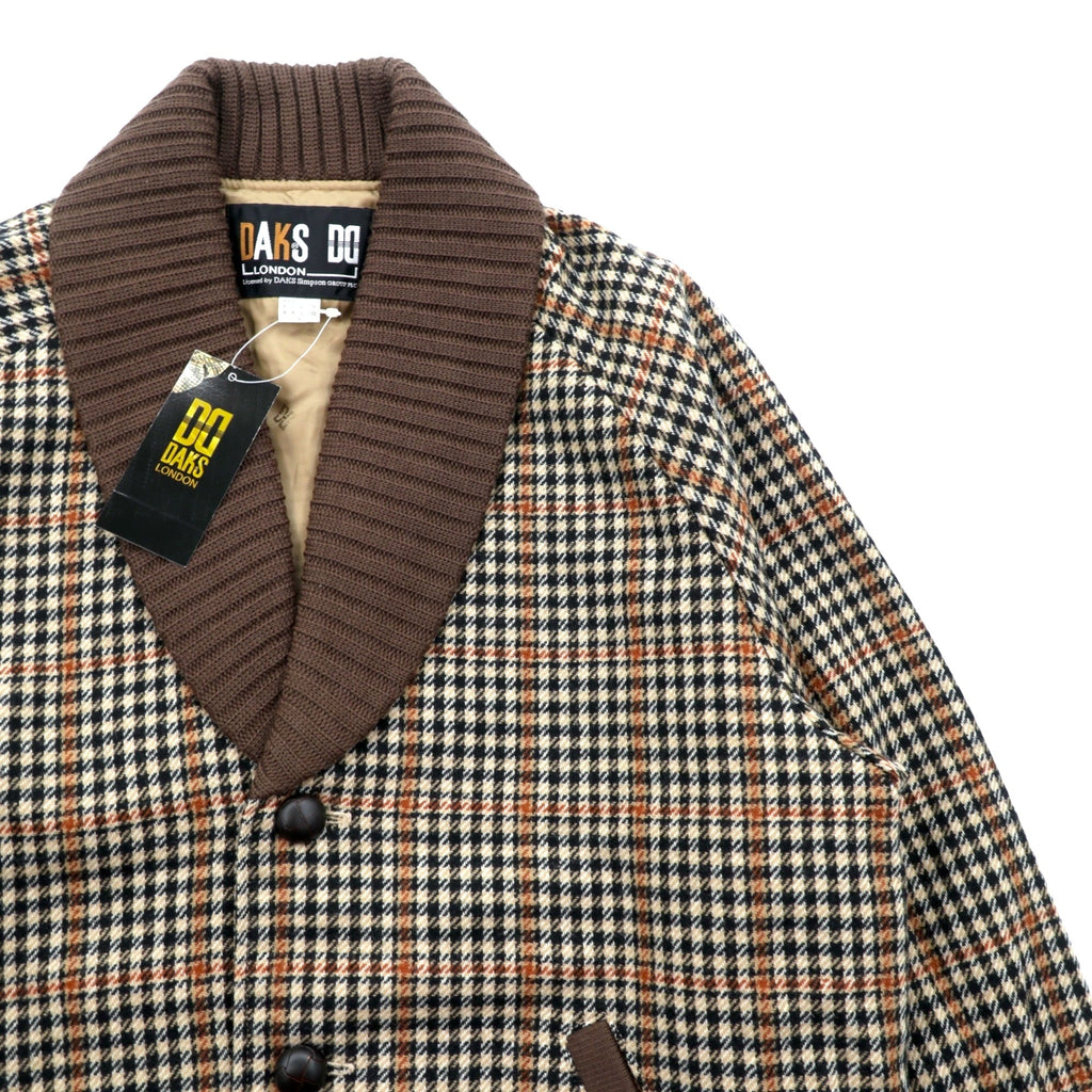 DAKS 90s Made in Japan Shawl Color Rib Blouson S Wool Gun Club Check Covered Button Unused