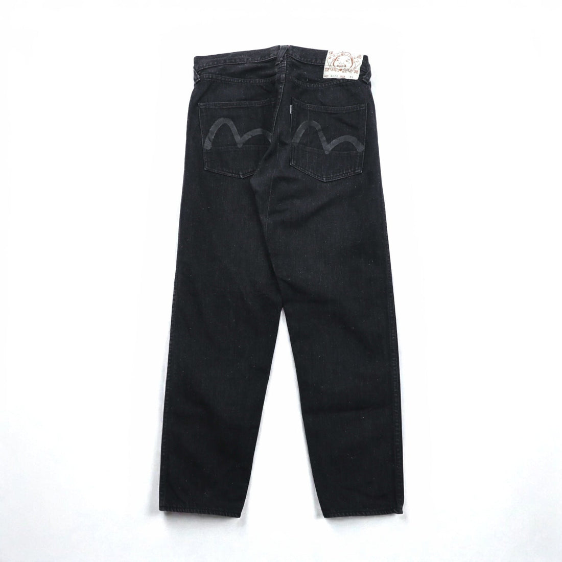 EVISU Made in Japan Black Denim Pants Jeans Medium Tapered 5020 Seagull Paint