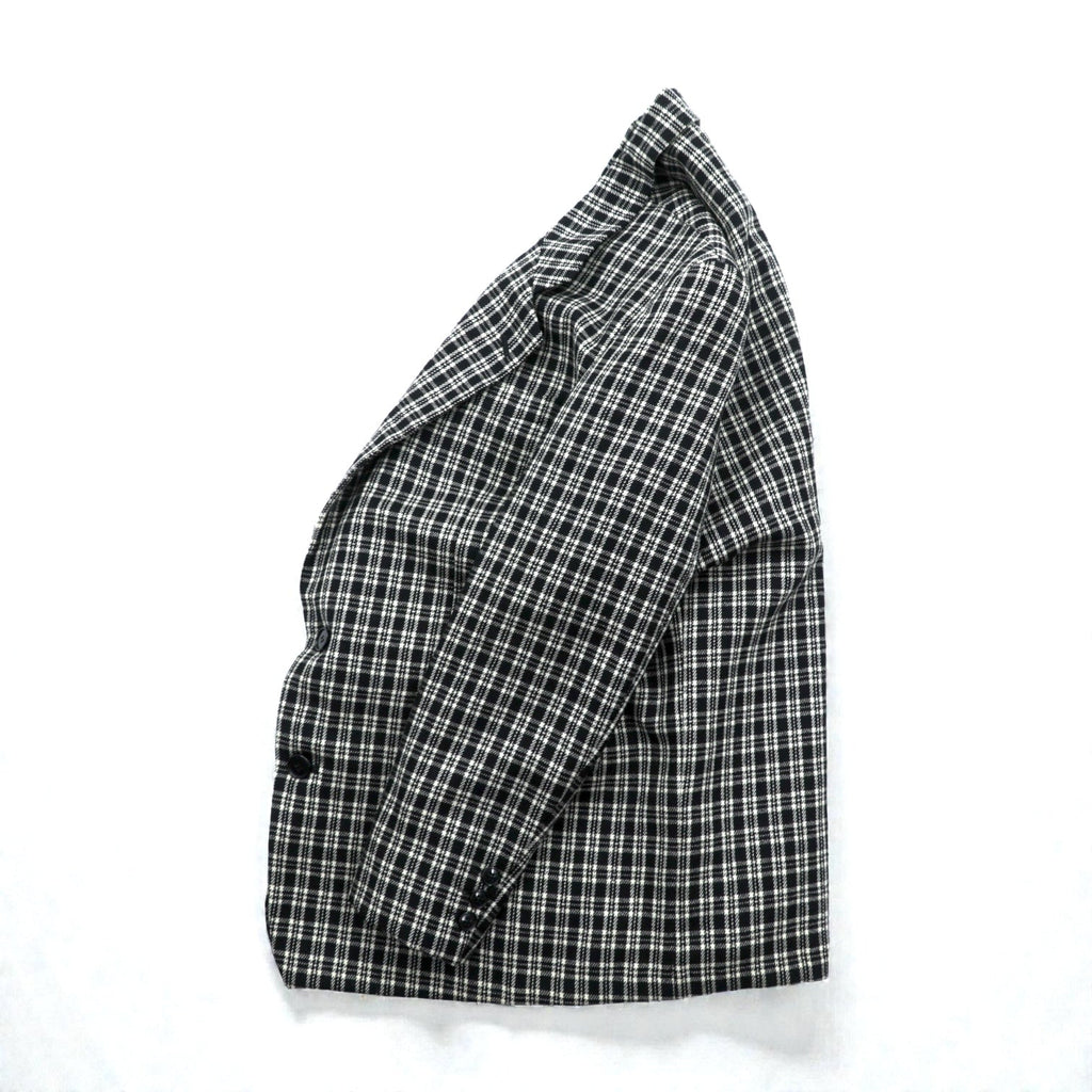 Corpus Christi Tweed 2B Tailored Jacket, Leather, Size L, Black Wool Tartan Check