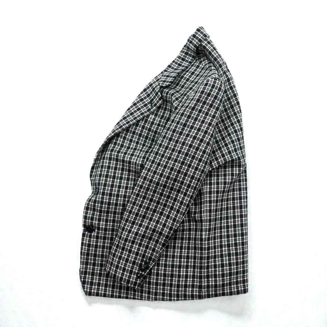 Corpus Christi Tweed 2B Tailored Jacket, Leather, Size L, Black Wool Tartan Check
