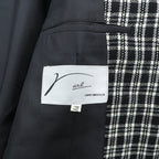Corpus Christi Tweed 2B Tailored Jacket, Leather, Size L, Black Wool Tartan Check