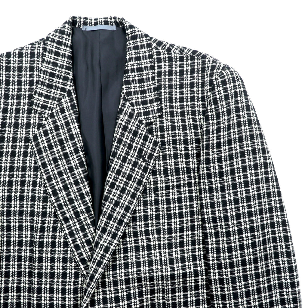 Corpus Christi Tweed 2B Tailored Jacket, Leather, Size L, Black Wool Tartan Check