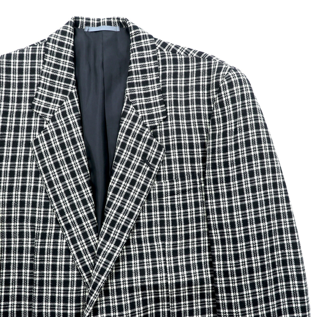 Corpus Christi Tweed 2B Tailored Jacket, Leather, Size L, Black Wool Tartan Check