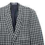 Corpus Christi Tweed 2B Tailored Jacket, Leather, Size L, Black Wool Tartan Check