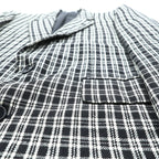 Corpus Christi Tweed 2B Tailored Jacket, Leather, Size L, Black Wool Tartan Check