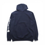 carhartt プルオーバー パーカー L ネイビー 裏起毛 カンガルーポケット 袖ロゴ K288
