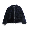Weather Tamer 80s Made in USA Vintage Acrylic Fur Cropped Fleece Jacket, Size L, Navy, Ideal Zip