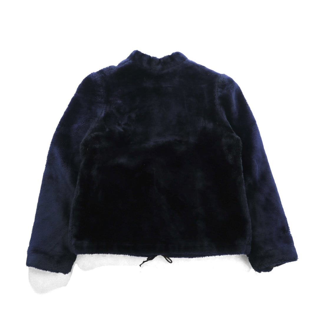 Weather Tamer 80s Made in USA Vintage Acrylic Fur Cropped Fleece Jacket, Size L, Navy, Ideal Zip