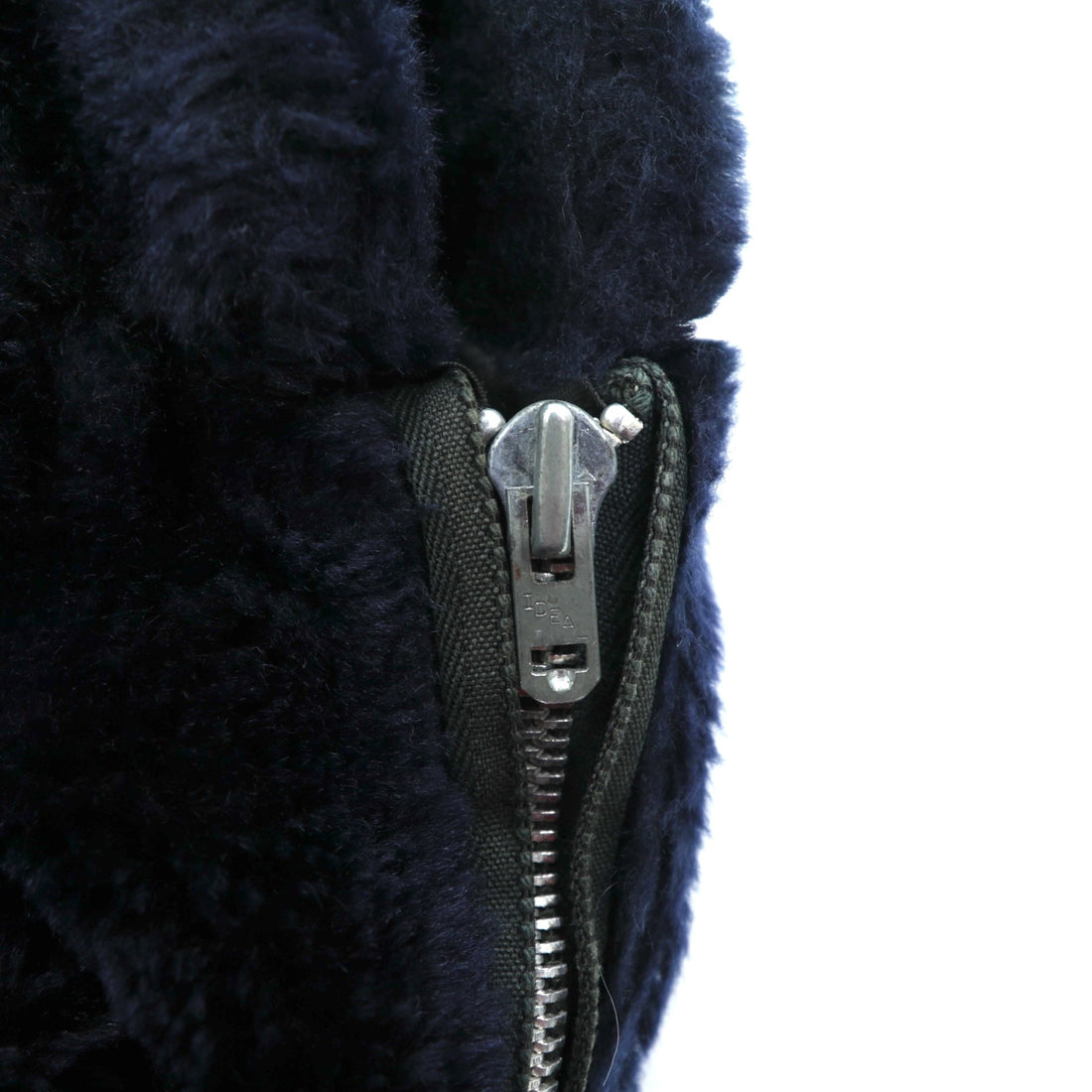 Weather Tamer 80s Made in USA Vintage Acrylic Fur Cropped Fleece Jacket, Size L, Navy, Ideal Zip