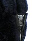 Weather Tamer 80s Made in USA Vintage Acrylic Fur Cropped Fleece Jacket, Size L, Navy, Ideal Zip