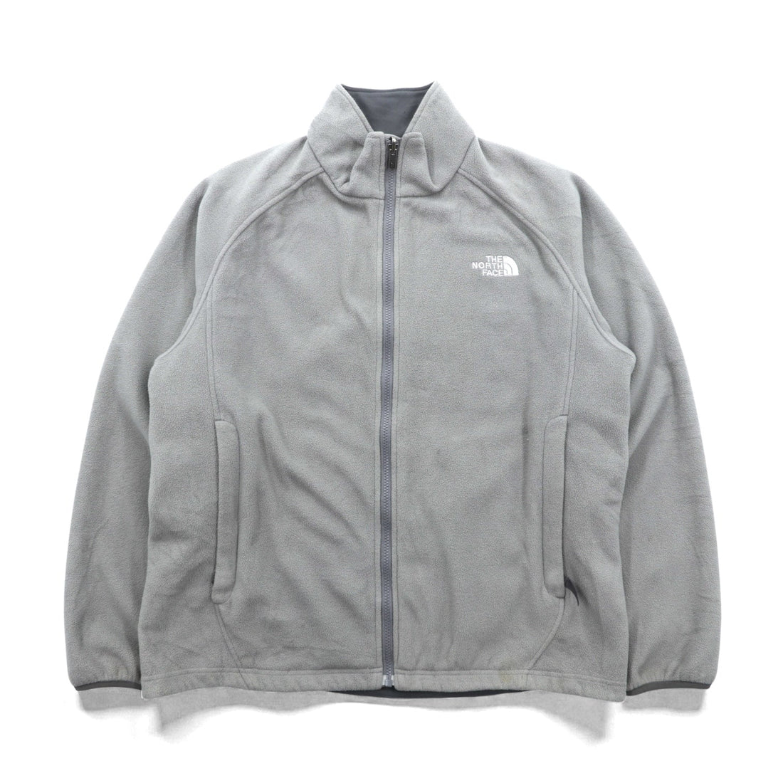 THE NORTH FACE Full Zip Fleece Jacket M Gray Stand Collar AXM6