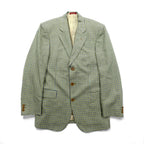 SEVENTY Made in Italy Tweed 3B Tailored Jacket Leather Medium Beige Wool Glen Check