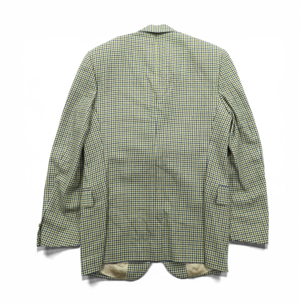 SEVENTY Made in Italy Tweed 3B Tailored Jacket Leather Medium Beige Wool Glen Check
