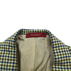 SEVENTY Made in Italy Tweed 3B Tailored Jacket Leather Medium Beige Wool Glen Check