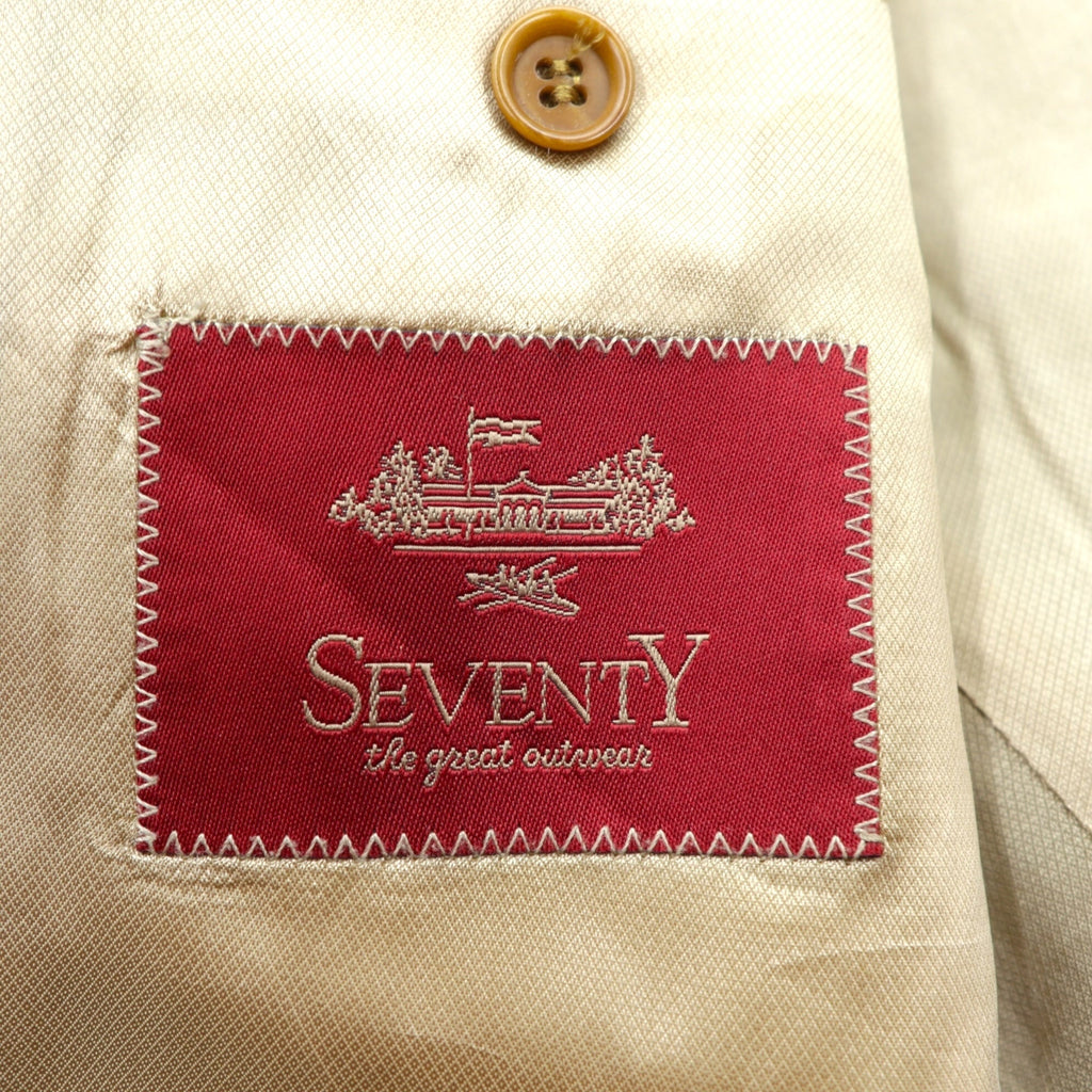 SEVENTY Made in Italy Tweed 3B Tailored Jacket Leather Medium Beige Wool Glen Check